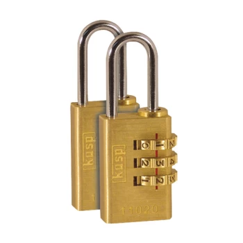 image of Kasp K11020D2 Brass Combination Padlock - 20mm - Twin