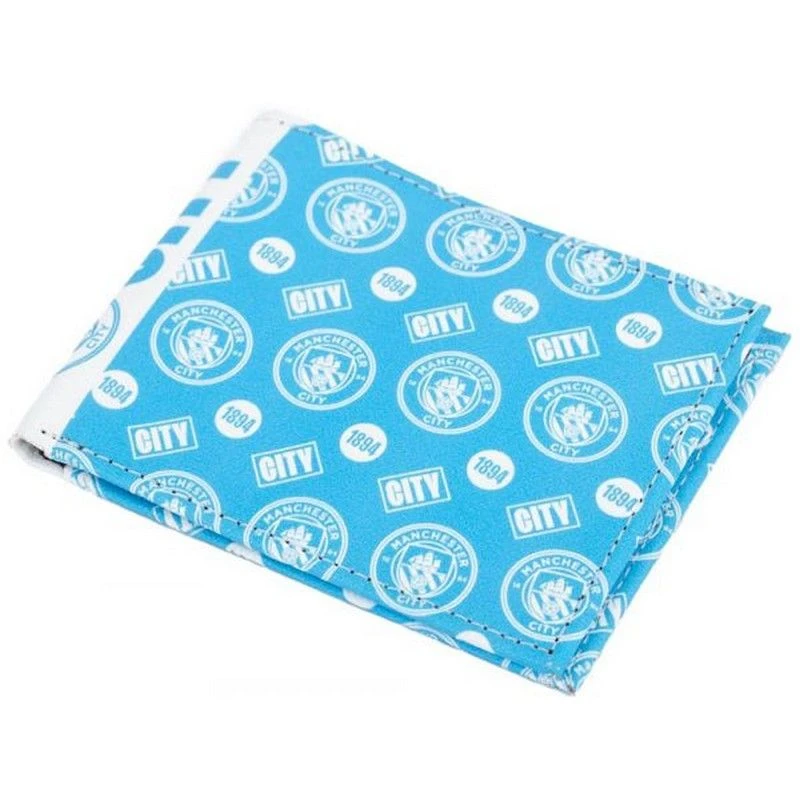 Image of Manchester City FC Mens Icon Bi-Fold Wallet in Mid Blue Mid Blue Male One Size
