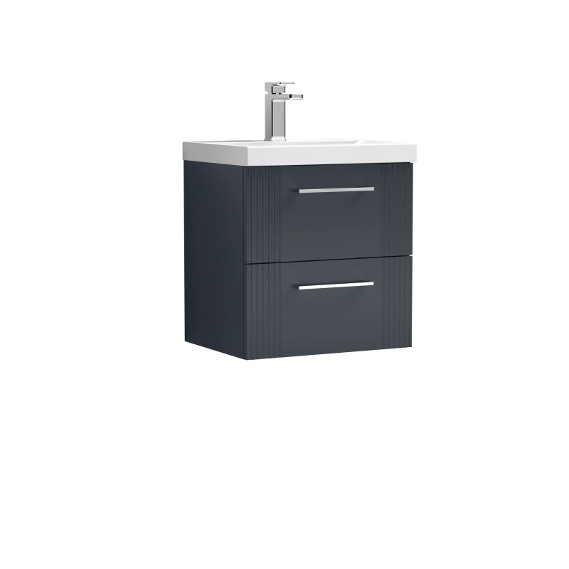 Image of Balterley 2 Drawer Wall Hung Vanity Unit MidEdge Basin Soft Black 500mm Grey