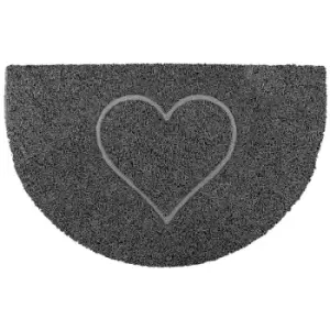 Image of Heart Half Moon Doormat in Grey