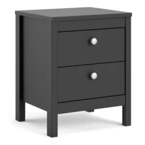 image of Madrid Bedside Table 2 Drawers In Matt Black