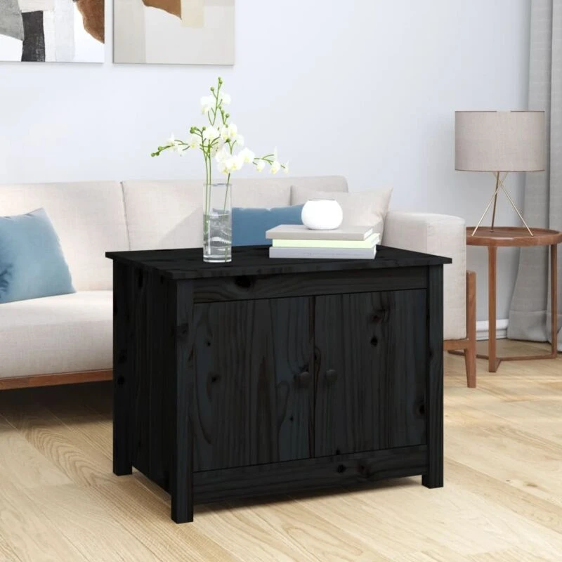 Image of VIDAXL Coffee Table Black 71x49x55cm Solid Wood Pine Vidaxl 8720287190165