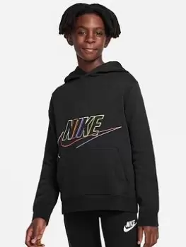 image of Nike Older Boys Sportswear Core Graphic Logo Overhead Hoodie - Black, Size M=10-12 Years