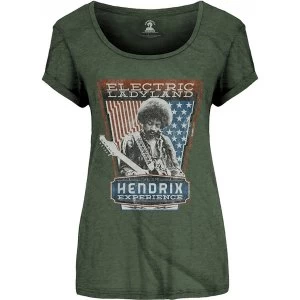 Jimi Hendrix Electric Ladyland Ladies Small T-Shirt - Green