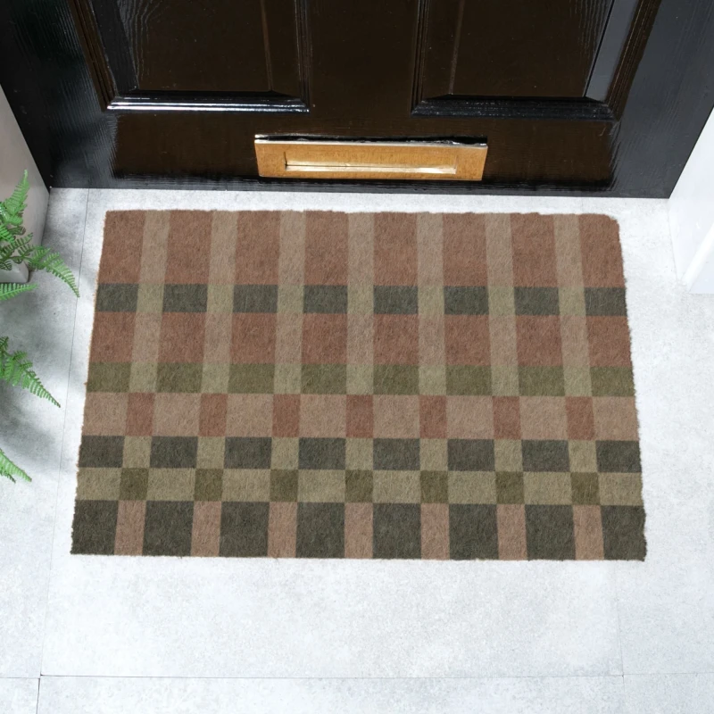 Image of Artsy Doormats Pink And Blue Check Doormat (60 X 40Cm)