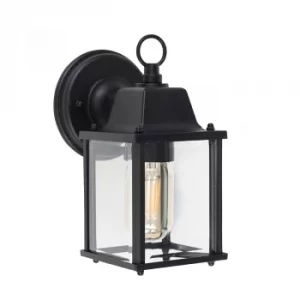 Image of Allgreave Black And Glass Outdoor Wall Light