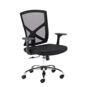 image of Hale Black mesh back operator chair with Black fabric seat and chrome base