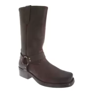 Image of Woodland Mens High Harley Western Harness Leather Boots (8 UK) (Dark Brown)