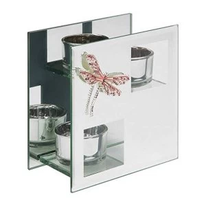 image of Sophia Pink Crystal Dragonfly Double Tealight Holder