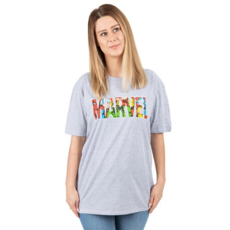 Image of Marvel Short Sleeved T-Shirt Grey female