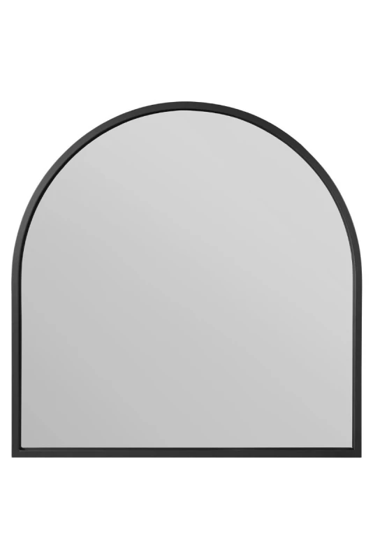 Image of Mirroroutlet Arcus - Black Metal Framed Arched Wall Garden Mirror 39" X 39" (100Cm X 100Cm)