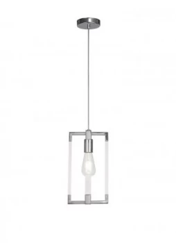 Image of Double Rectangle Ceiling Pendant 1 Light E27 Polished Nickel, Acrylic