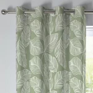 image of Fusion Matteo Green Eyelet Curtains Green