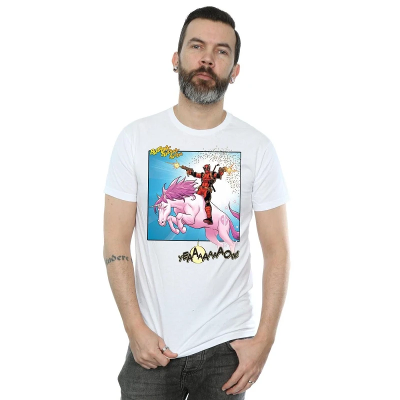 Image of Marvel Marvel Men Deadpool Hey You T-Shirt in White Size: Small White S Male 5057736837252