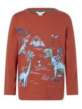 Image of Monsoon Boys Dinosaur Scene T-Shirt - Red, Size 7-8 Years