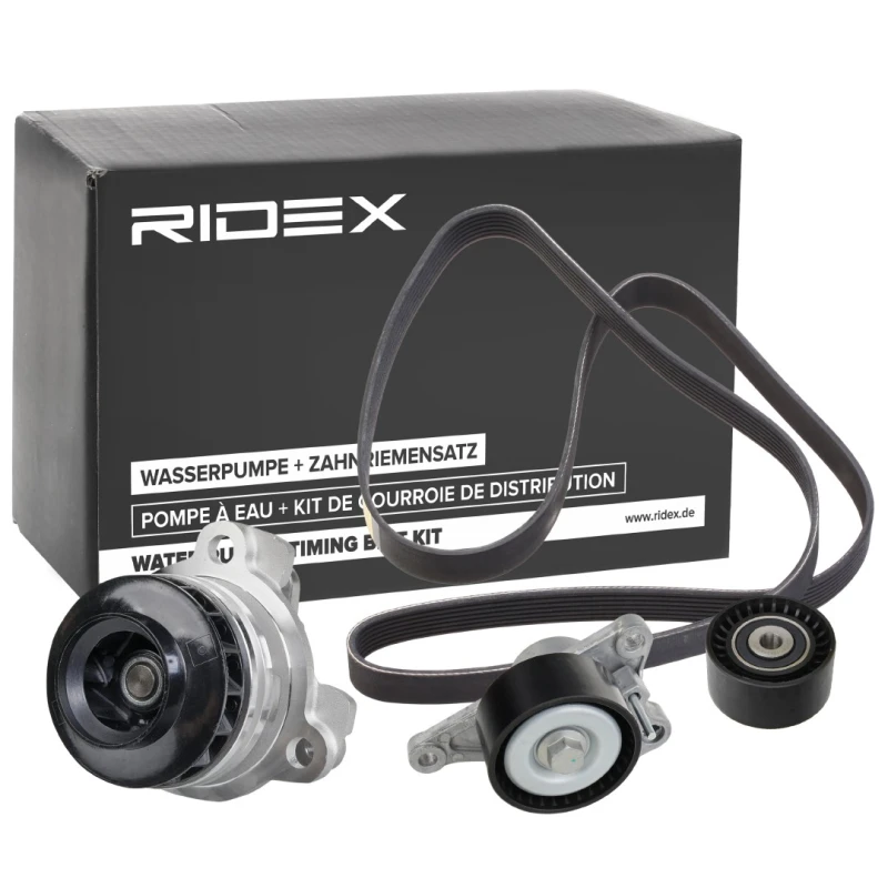 Image of RIDEX 4172P0097 Water Pump + V-Ribbed Belt Kit Water Pump + V-Ribbed Belt Kit (4172)