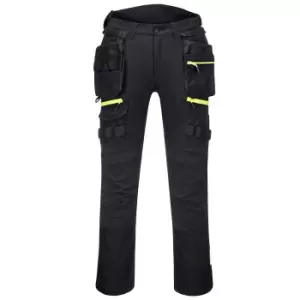 image of Portwest Unisex Adult DX4 Detachable Holster Pocket Work Trousers (34R) (Black)