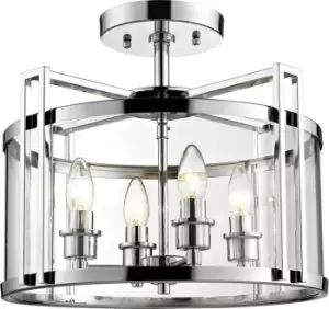 image of Eaton Semi Flush Ceiling 4 Light Polished Chrome, Glass