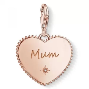 image of Ladies Thomas Sabo Rose Gold Plated Sterling Silver Charm Club Mum Heart Charm