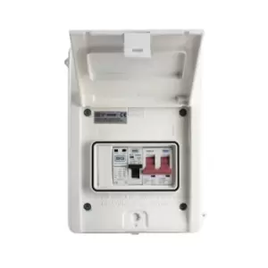 Image of BG Metal Enclosure 5 Way Populated with 1 x SPD 1 x 32A MCB 100A Main Switch - CFSPDE02