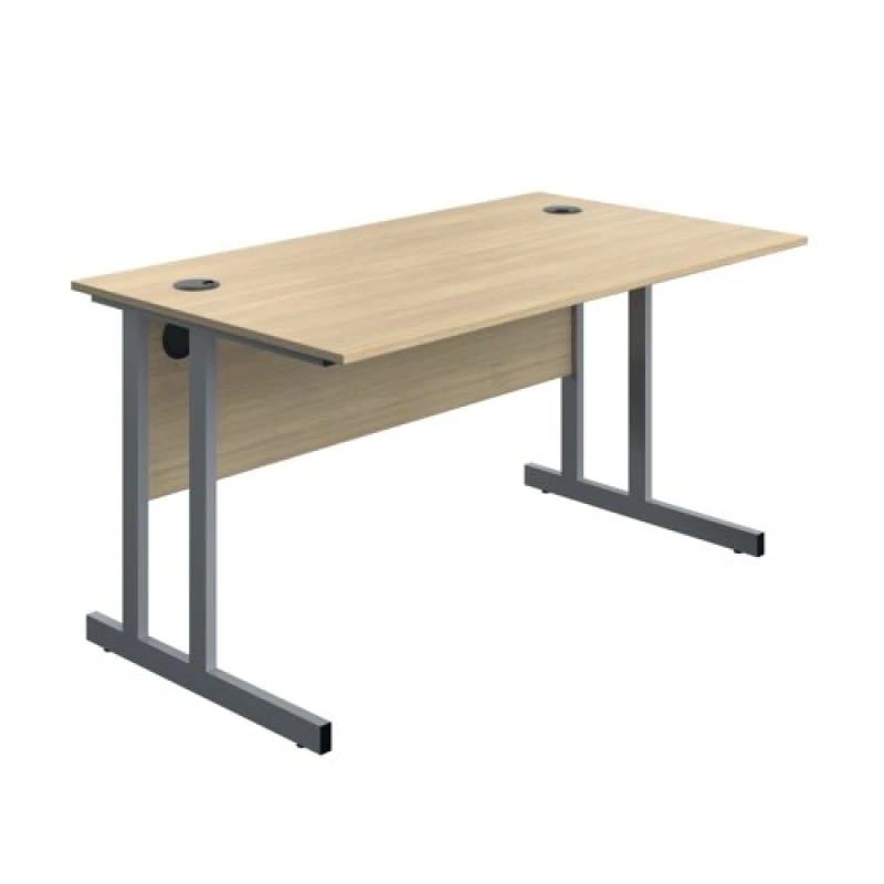 Image of Serrion Twin Upright Desk 1400xx800x730mm Oak/Silver KF800253