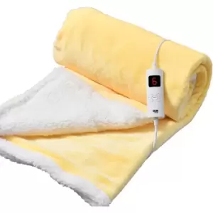 image of Glam Haus Glamhaus Heated Throw Electric Fleece Over Blanket Sofa Bed Large 160 X 130Cm - Yellow