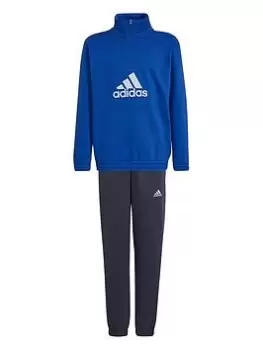 Image of adidas Junior Boys Badge Of Sport Fleece Half Zip Tricot Tracksuit - Bright Blue, Bright Blue, Size 15-16 Years