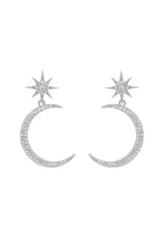 Image of Star And Moon Crystal Statement Earrings