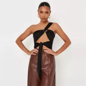 image of Missguided Out Ring Detail Bodysuit - Black