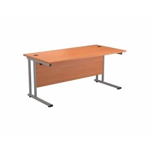 Image of TC Office Start Silver Cantilever Frame Desk 1200x800mm, Beech