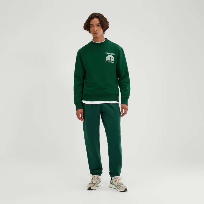 Image of Ellesse Mens Club Di Corsa Sweatshirt in Dark Green Size: Small Dark Green Male S