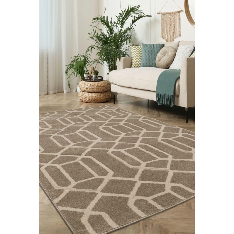 Image of Homemaker Newport Lattice Rug Natural Persian Rugs 80x150cm Beige 40549769001