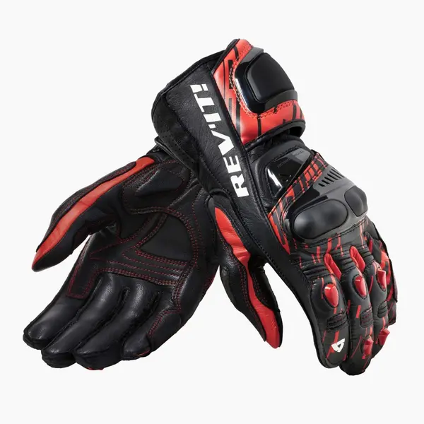 Image of REV'IT! Quantum 2 Neon Red Black Motorcycle Gloves Size L