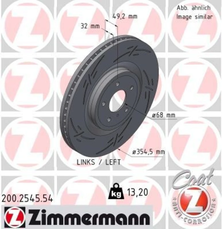 Image of ZIMMERMANN Brake disc ZIMMERMANN 200.2545.54