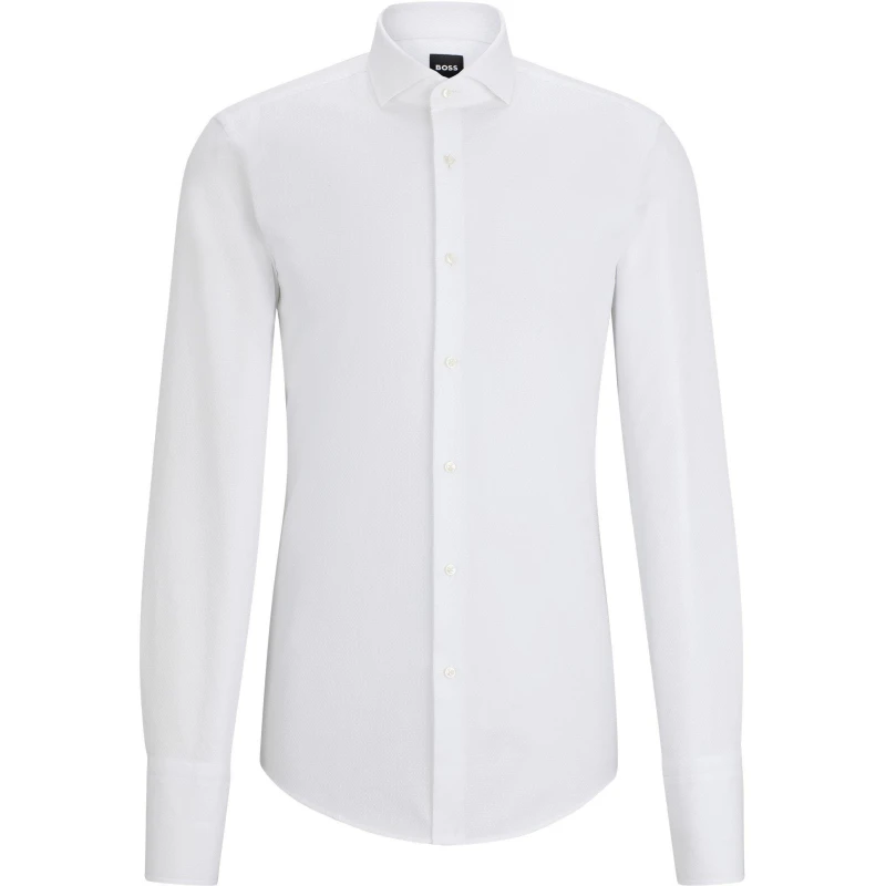 Image of Boss Mens H Hank Spread Long Sleeve Oxford Shirt White male S