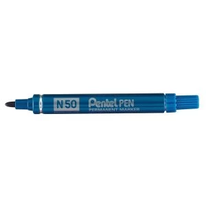 image of Pentel N50 C 2.2mm Bonded Fibre Bullet Tip Permanent Marker Blue Pack of 12