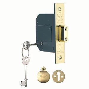 image of Yale P-M562-PB-67 5 Lever British Standard Deadlock - Brass 64mm