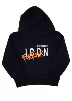 image of Dsquared2 Kids Forever Spray Relax Icon Hoodie In Black