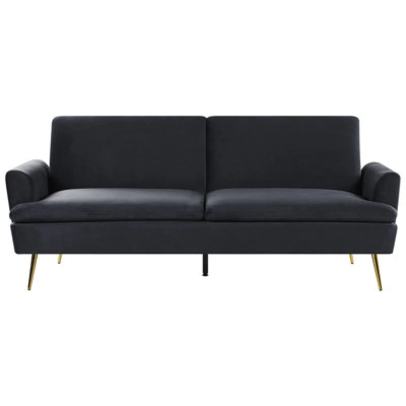 Image of Beliani Sofa Bed 3 Seater Vettre Velvet Black