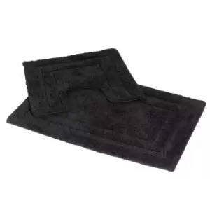 Image of Showerdrape Pinnacle 2 Piece Cotton Bath Mat Set - Charcoal