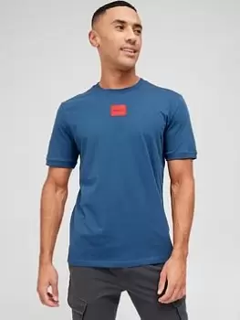 image of Hugo Diragolino Red Patch Logo T-Shirt Dark Blue