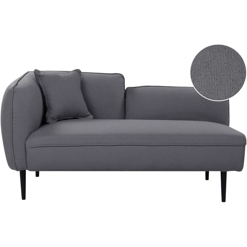 Image of Beliani Left-Hand Chaise Lounge Chevannes Boucle Dark Grey