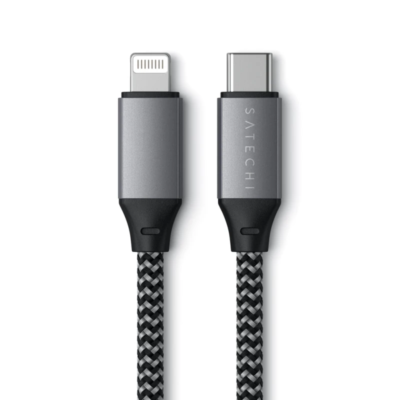 Image of Satechi ST-TCL10M USB cable 0.25 m USB C USB C/Lightning Black. Grey