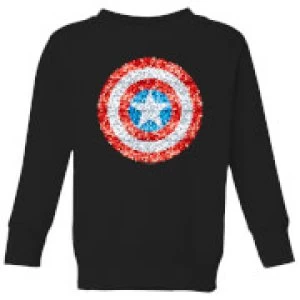 Image of Marvel Captain America Pixelated Shield Kids Sweatshirt - Black - 9-10 Years
