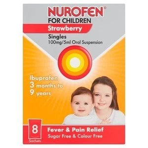 Image of Nurofen for Children Suspension Singles Strawberry x 8