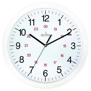 image of Acctim Metro 24 Hour Plastic Wall Clock 300mm White 21162