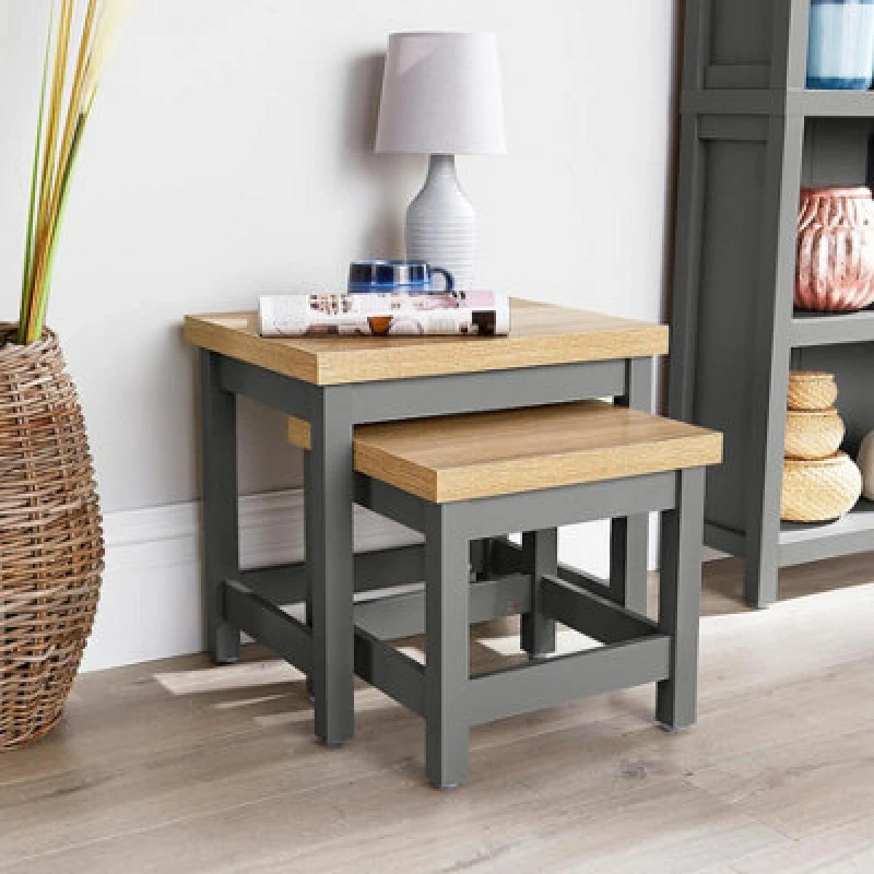 Image of Home Source Avon Nest of 2 Tables Set Dark Grey