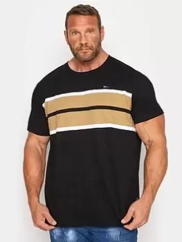 Image of BadRhino Chest Cut & Sew Stripe T-Shirt - Black, Size 2XL, Men