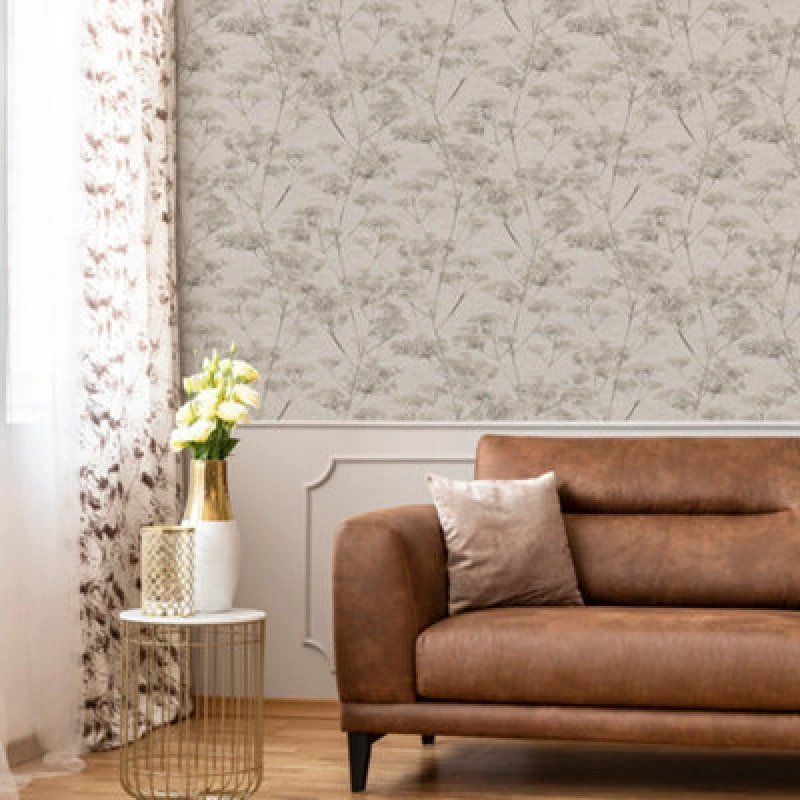 Image of Boutique Serene Seed-Head Grey Floral Wallpaper