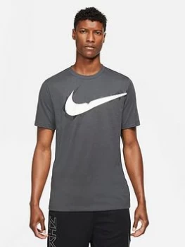 Image of Nike Train Dri-Fit Swoosh Sport Clash T-Shirt - Grey, Size 2XL, Men